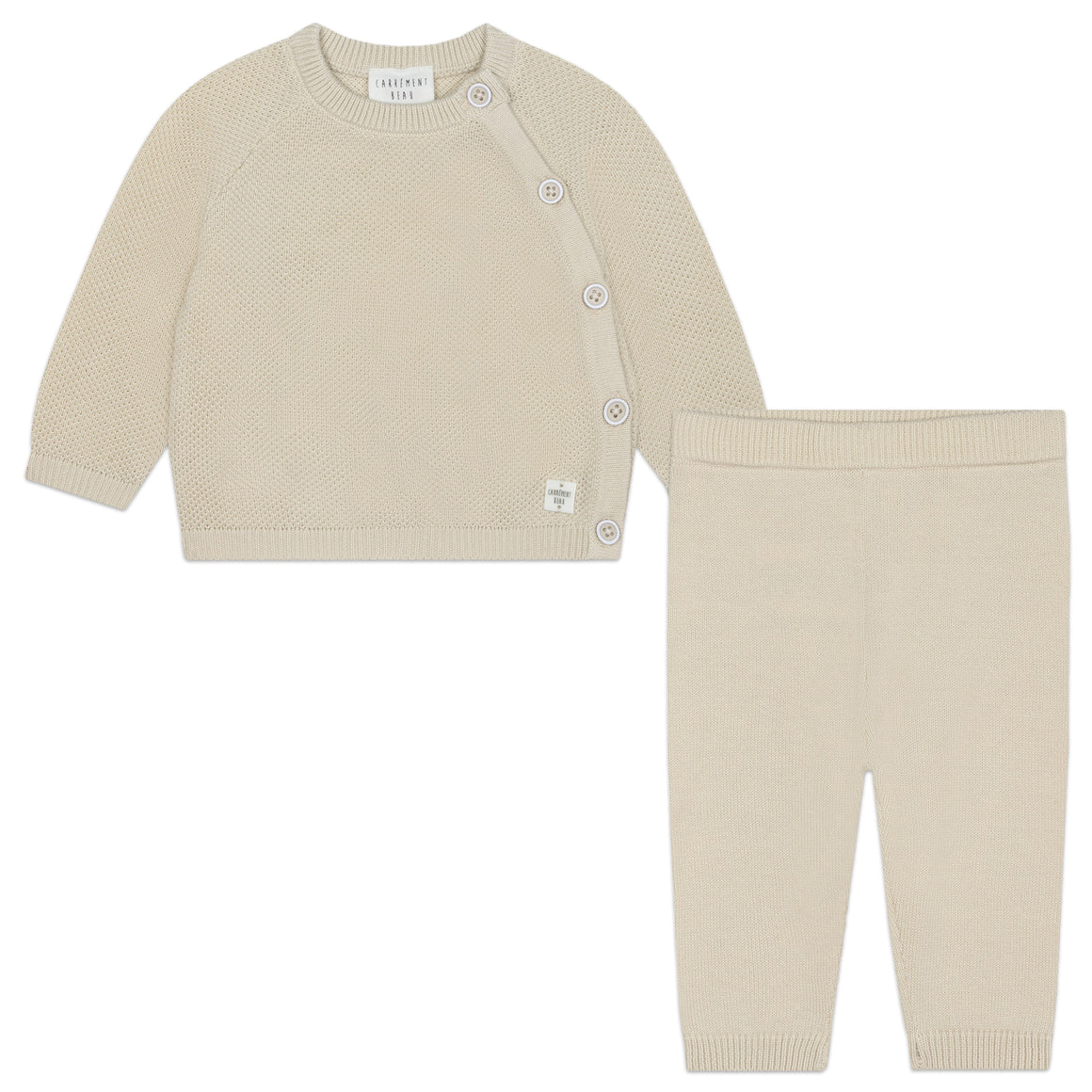 Carrement Beau Stone Knit Cardigan and Pant Set | Sweaters & Knitwear | Bon Bon Tresor