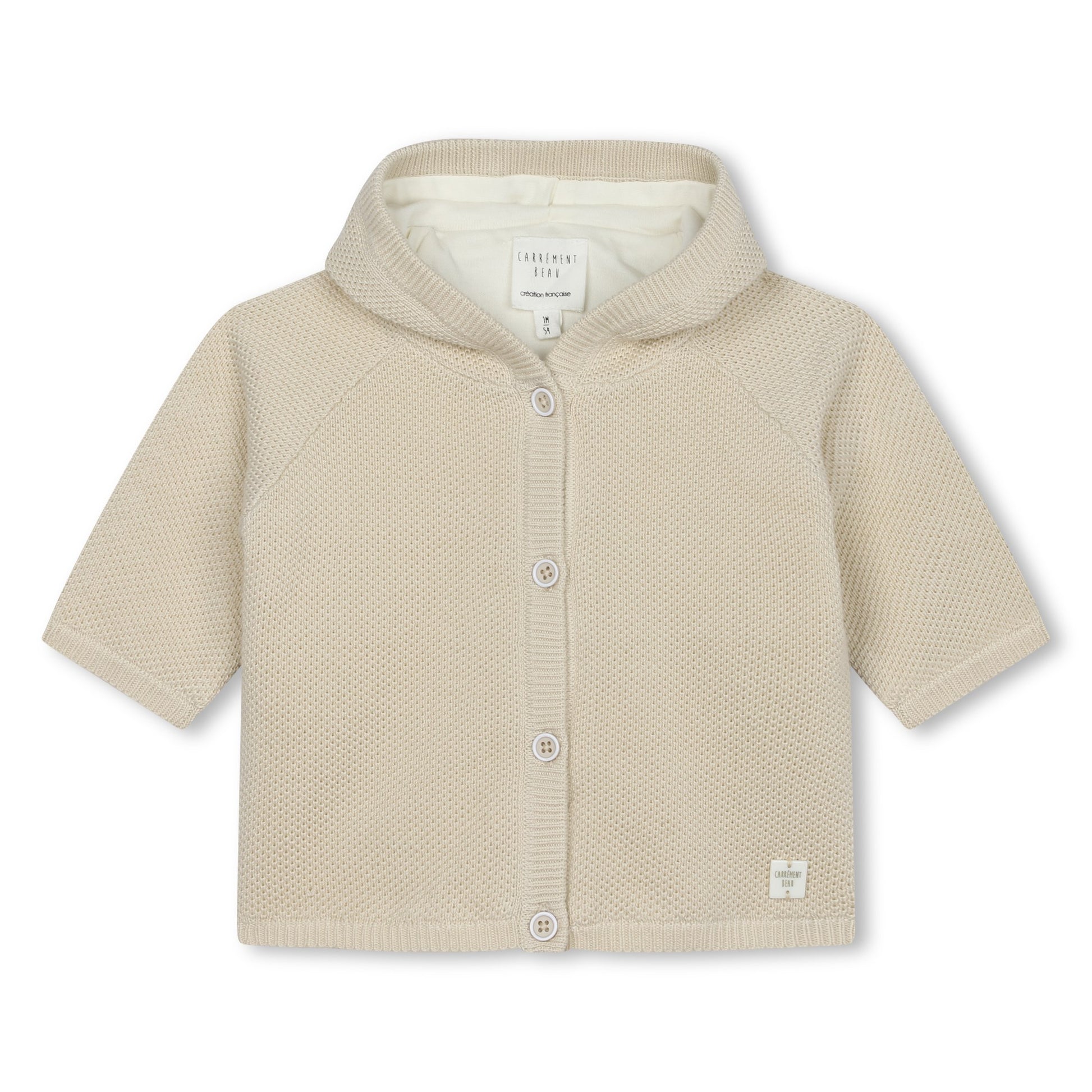 Carrement Beau Stone Knit Hooded Jacket | Sweaters & Knitwear | Bon Bon Tresor
