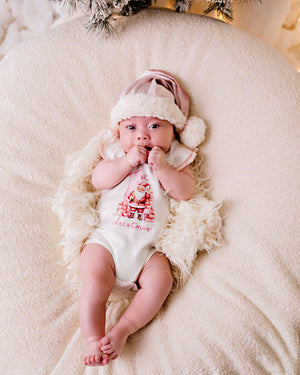 Confetti Kidz My First Christmas Bodysuit - Pink Santa | Rompers & Playsuits | Bon Bon Tresor