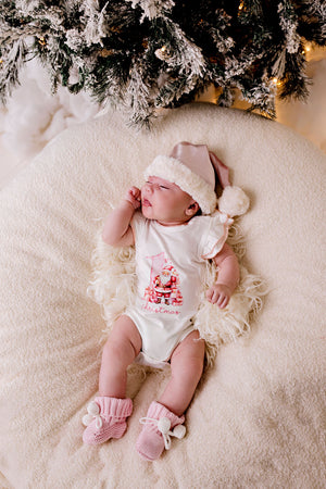 Confetti Kidz My First Christmas Bodysuit - Pink Santa | Rompers & Playsuits | Bon Bon Tresor