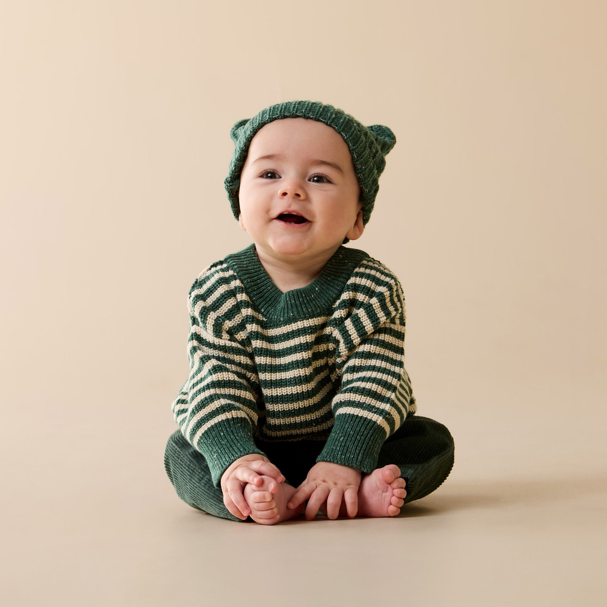 Wilson and Frenchy Organic Knitted Stripe Jumper - Clover | Sweaters & Knitwear | Bon Bon Tresor