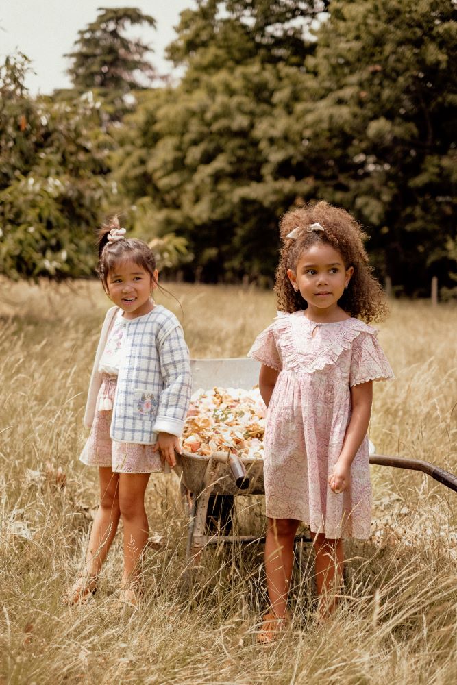 Louise Misha Girls Siloe Dress - Pink Daisy Garden | Dresses | Bon Bon Tresor