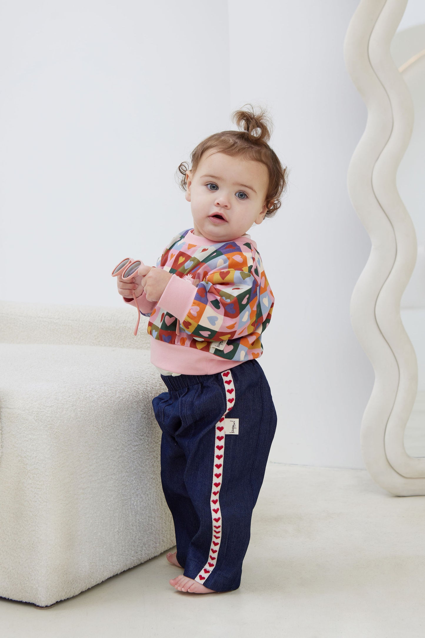 Kapow Kids Girls Heart Checkerboard Sweater | Sweaters & Knitwear | Bon Bon Tresor