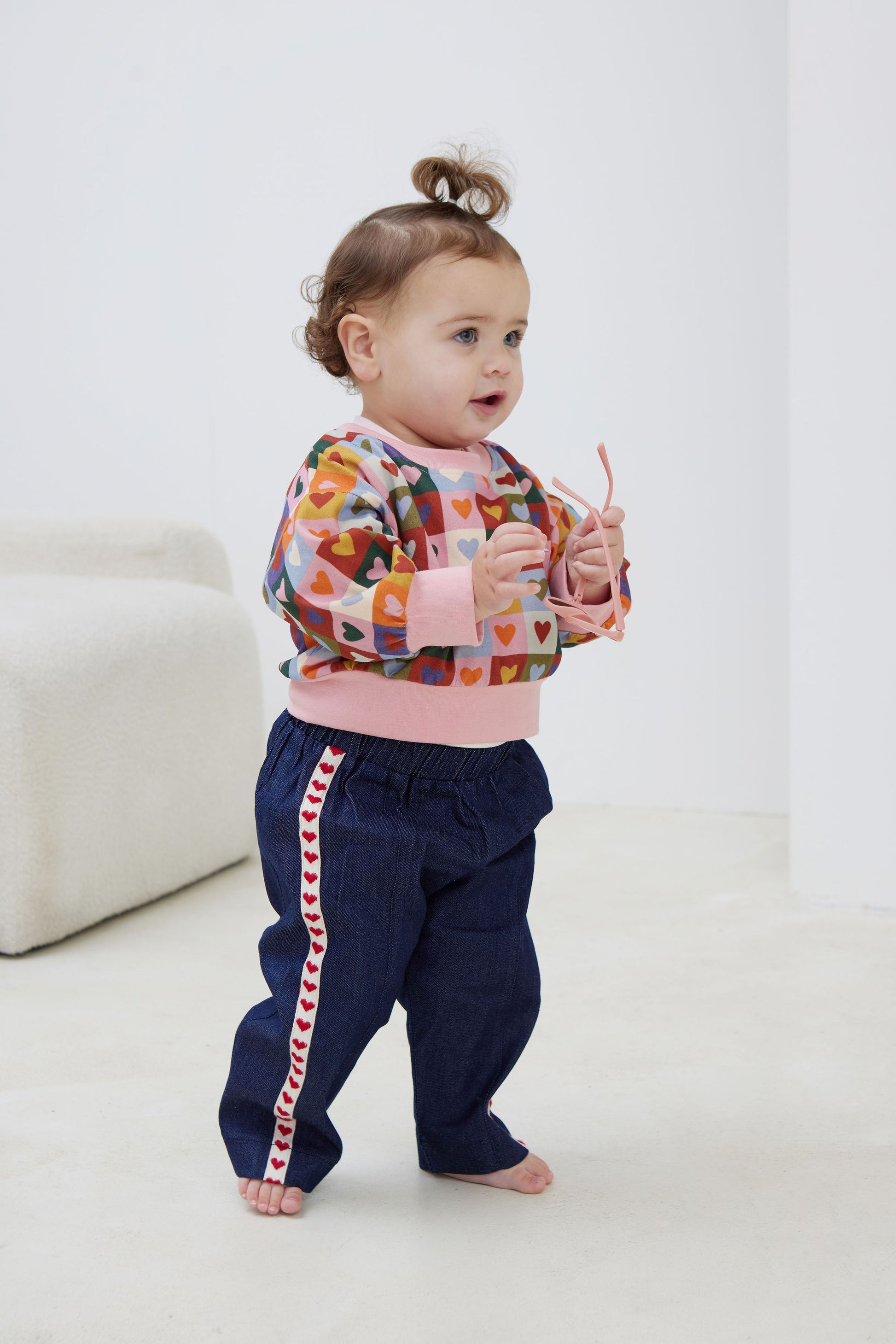 Kapow Kids Girls Denim Love Slouchy Pants | Trousers | Bon Bon Tresor