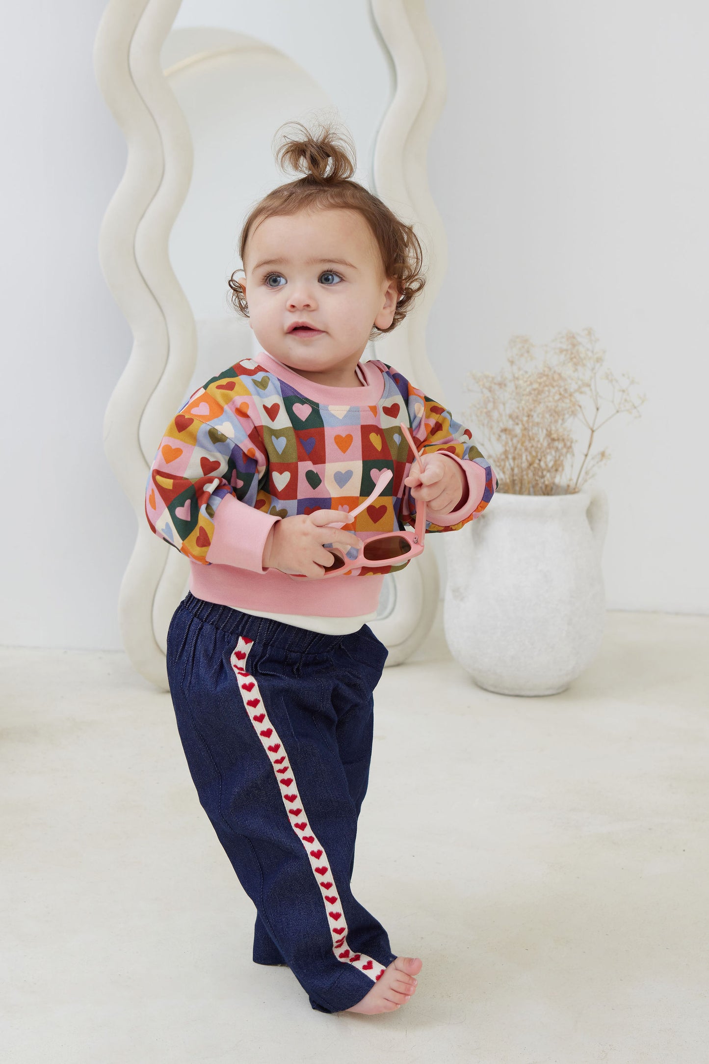 Kapow Kids Girls Denim Love Slouchy Pants | Trousers | Bon Bon Tresor