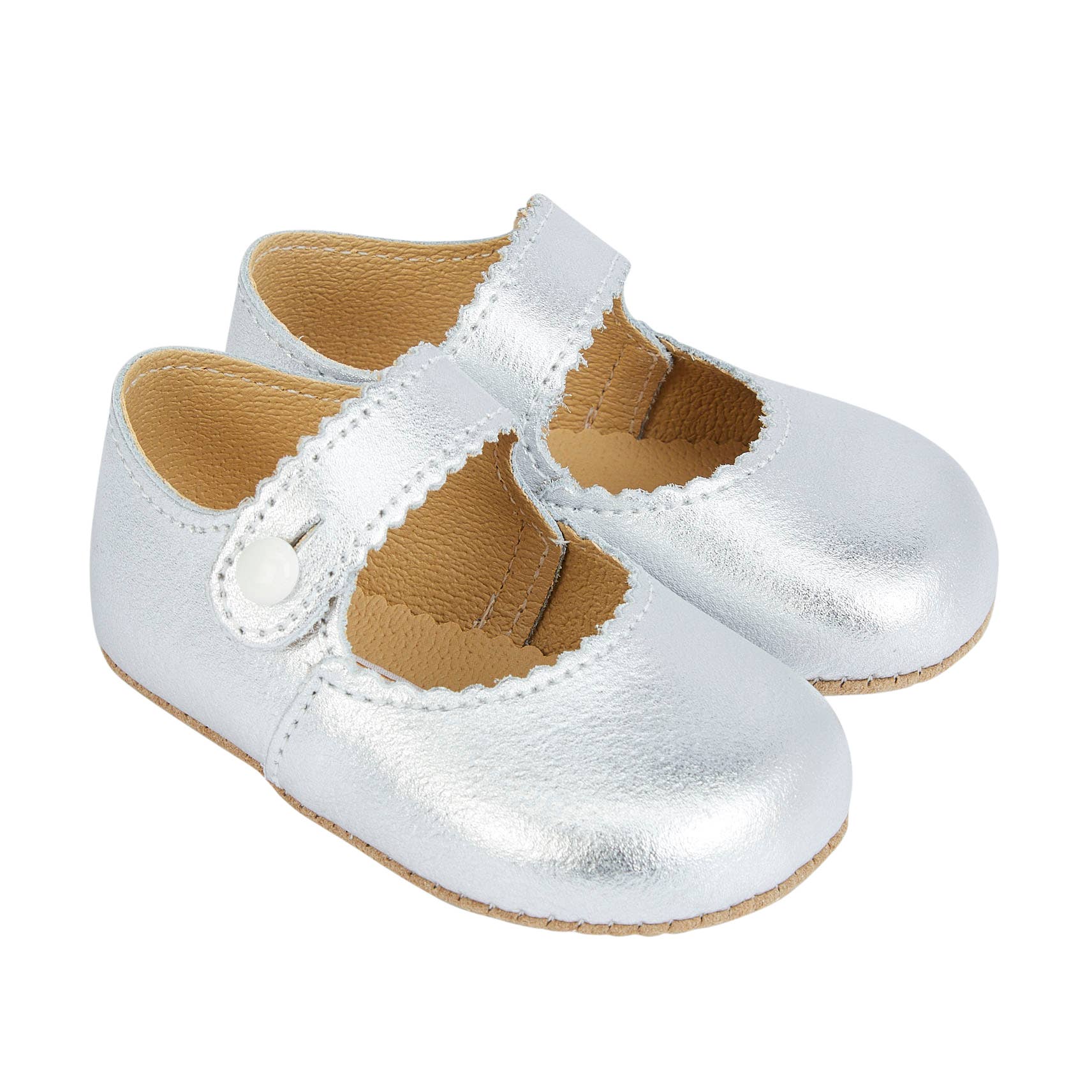 Early Days Emma Leather Bar Shoes - Silver | Dress Shoes | Bon Bon Tresor
