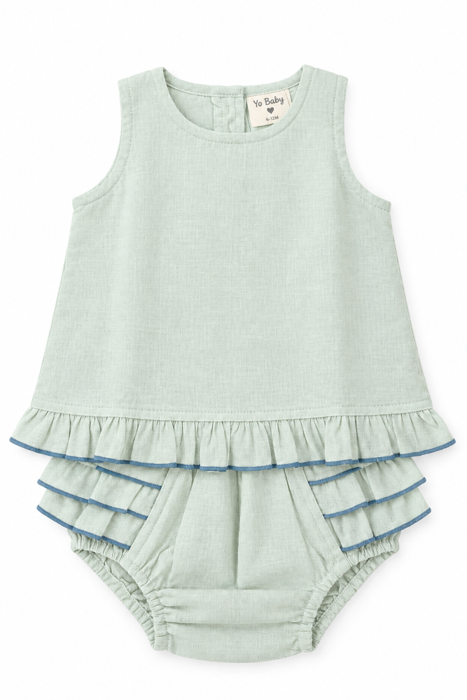 Yo Baby Pastel Blue Top and Bloomer Set