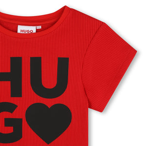 Hugo Kids Girls Short Sleeve T-Shirt - Red | Tops & T-Shirts | Bon Bon Tresor