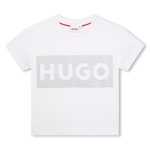 Hugo Kids Girls Short Sleeve T-Shirt - White | Tops & T-Shirts | Bon Bon Tresor