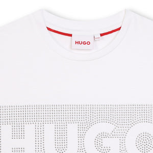 Hugo Kids Girls Short Sleeve T-Shirt - White | Tops & T-Shirts | Bon Bon Tresor