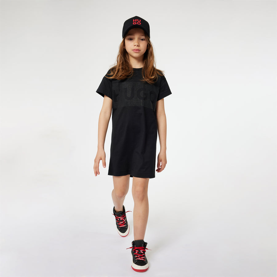 Hugo Kids Girls Short Sleeve Dress - Black | Dresses & Skirts | Bon Bon Tresor