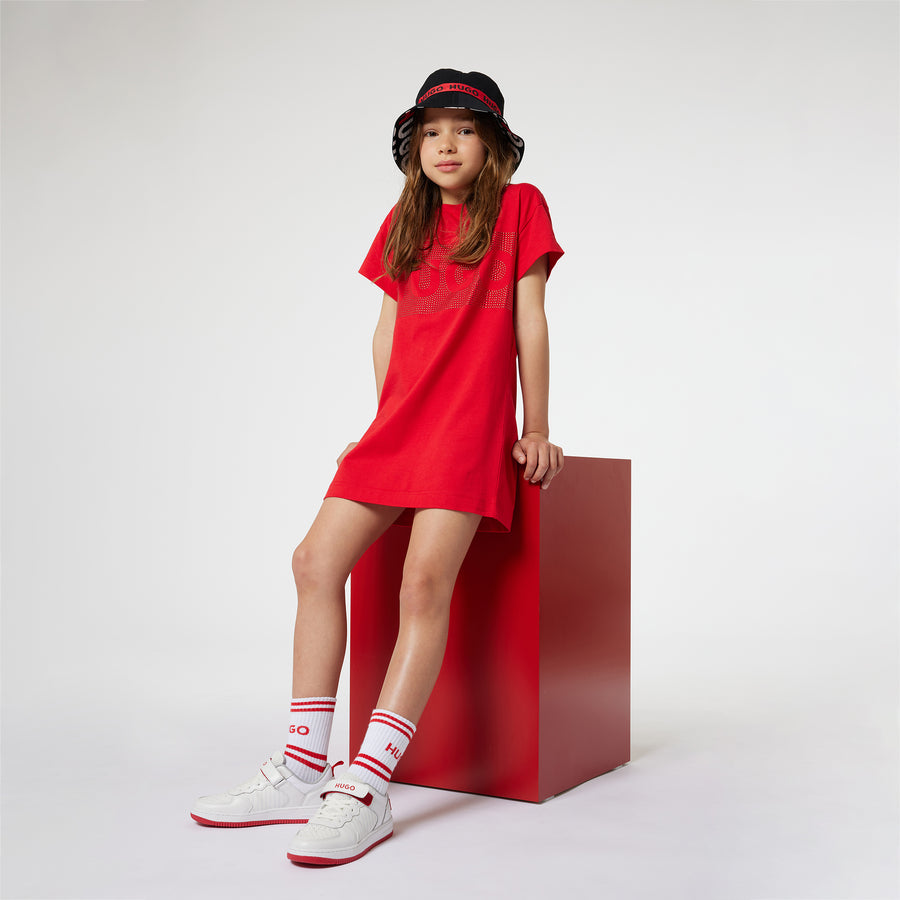 Hugo Kids Girls Short Sleeve Dress - Red | Dresses & Skirts | Bon Bon Tresor