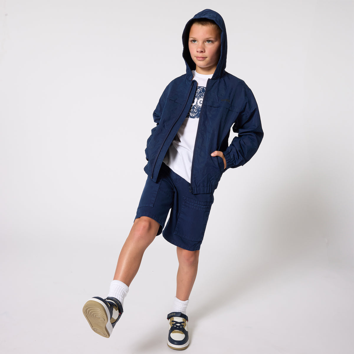 Hugo Kids Boys Navy Cargo Shorts