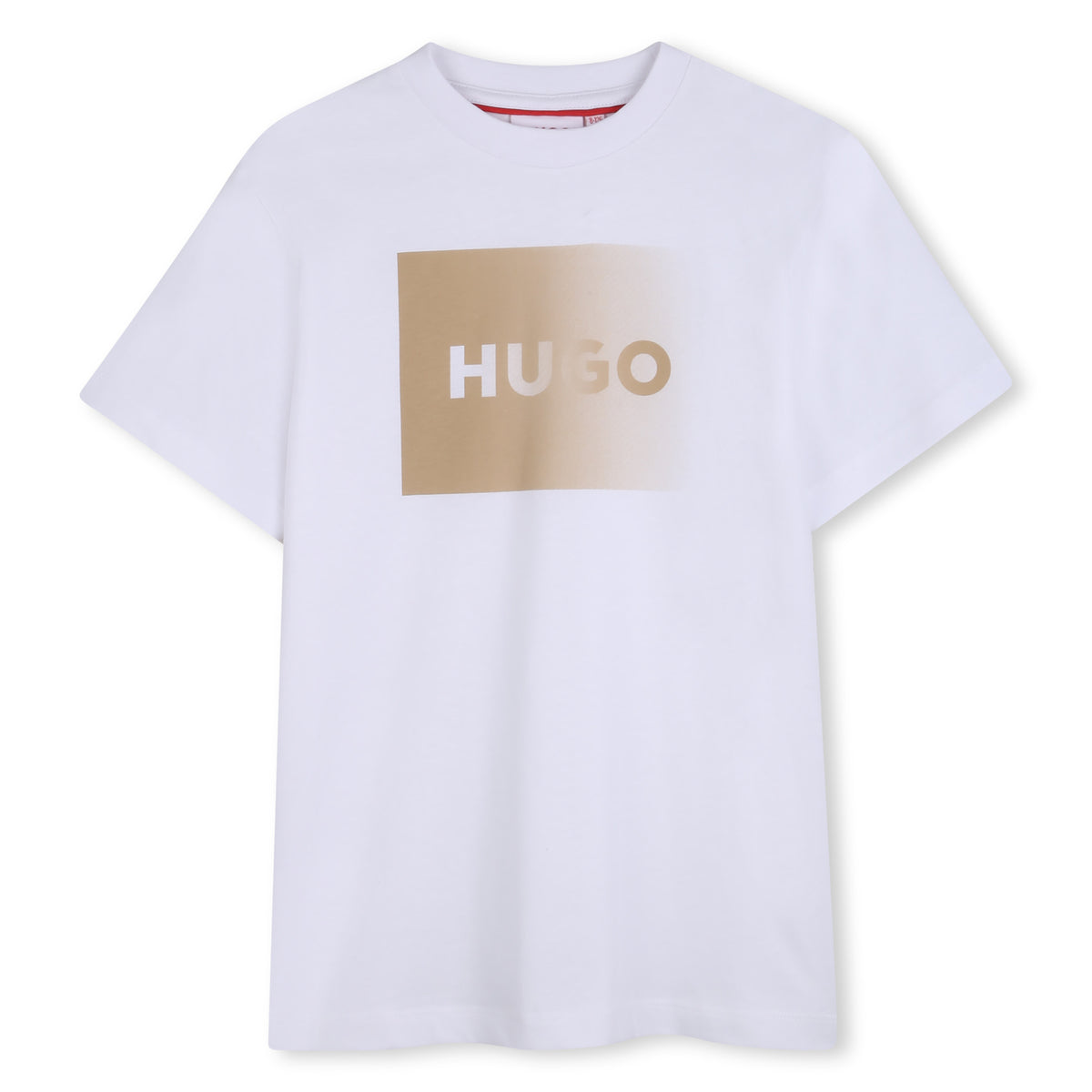 Hugo Kids Boys White Short Sleeve T-Shirt - Gold Logo