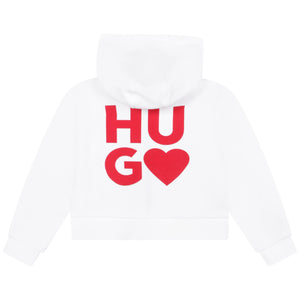 Hugo Kids Hooded Track Cardigan - White | Sweaters & Knitwear | Bon Bon Tresor