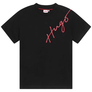 Hugo Kids Short Sleeve T-Shirt - Black | Tops & T-Shirts | Bon Bon Tresor