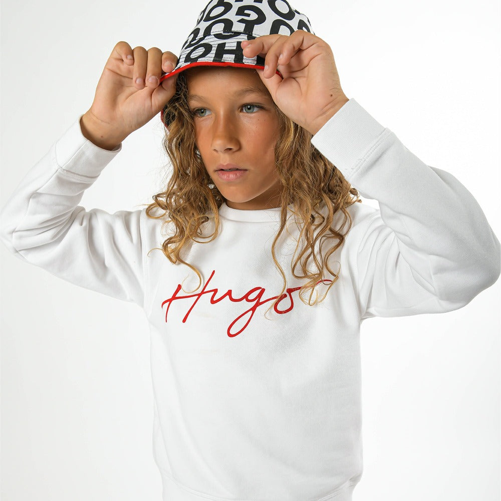 Hugo Kids Boys Sweater White