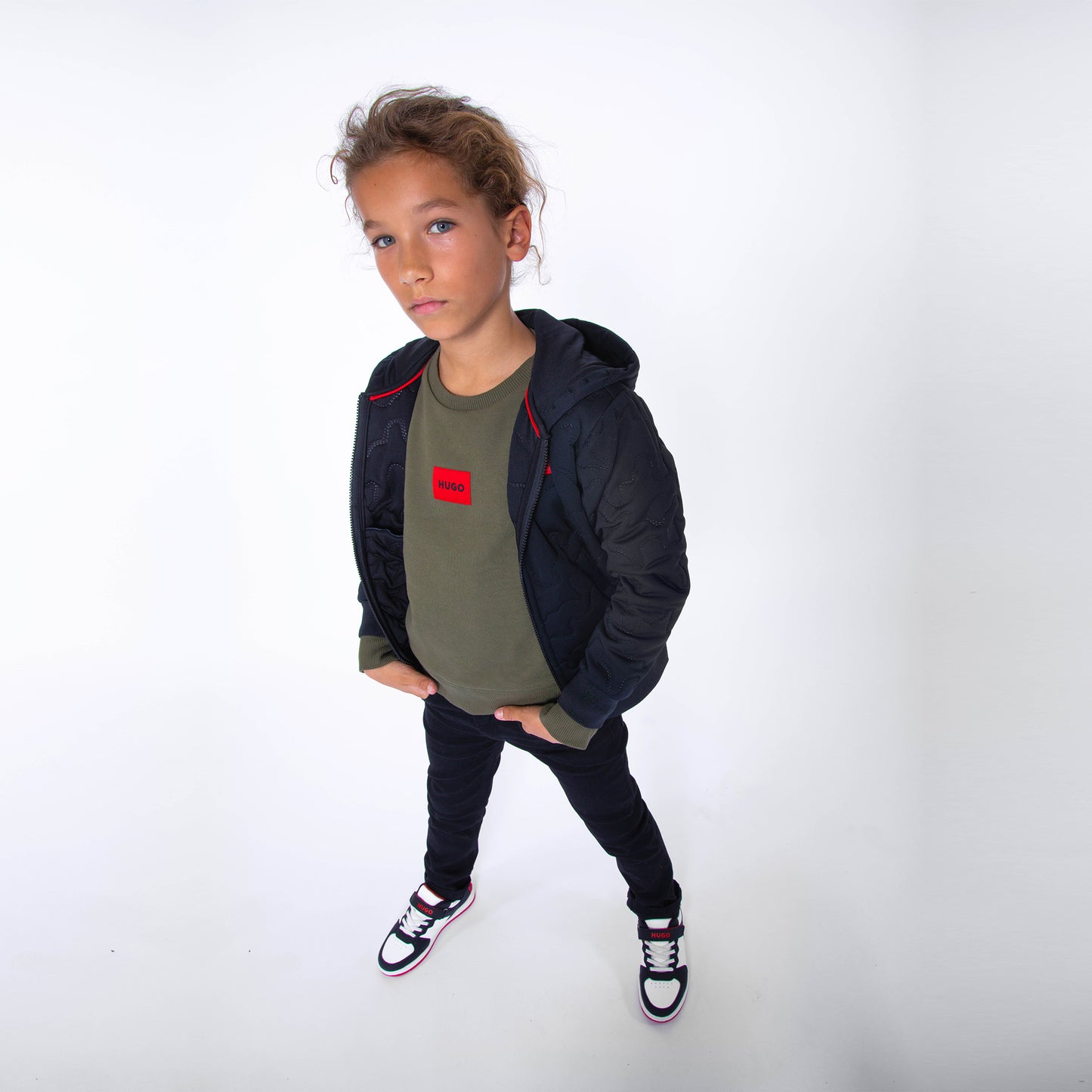 Hugo Kids Boys Sweatshirt - Khaki | Sweaters & Knitwear | Bon Bon Tresor