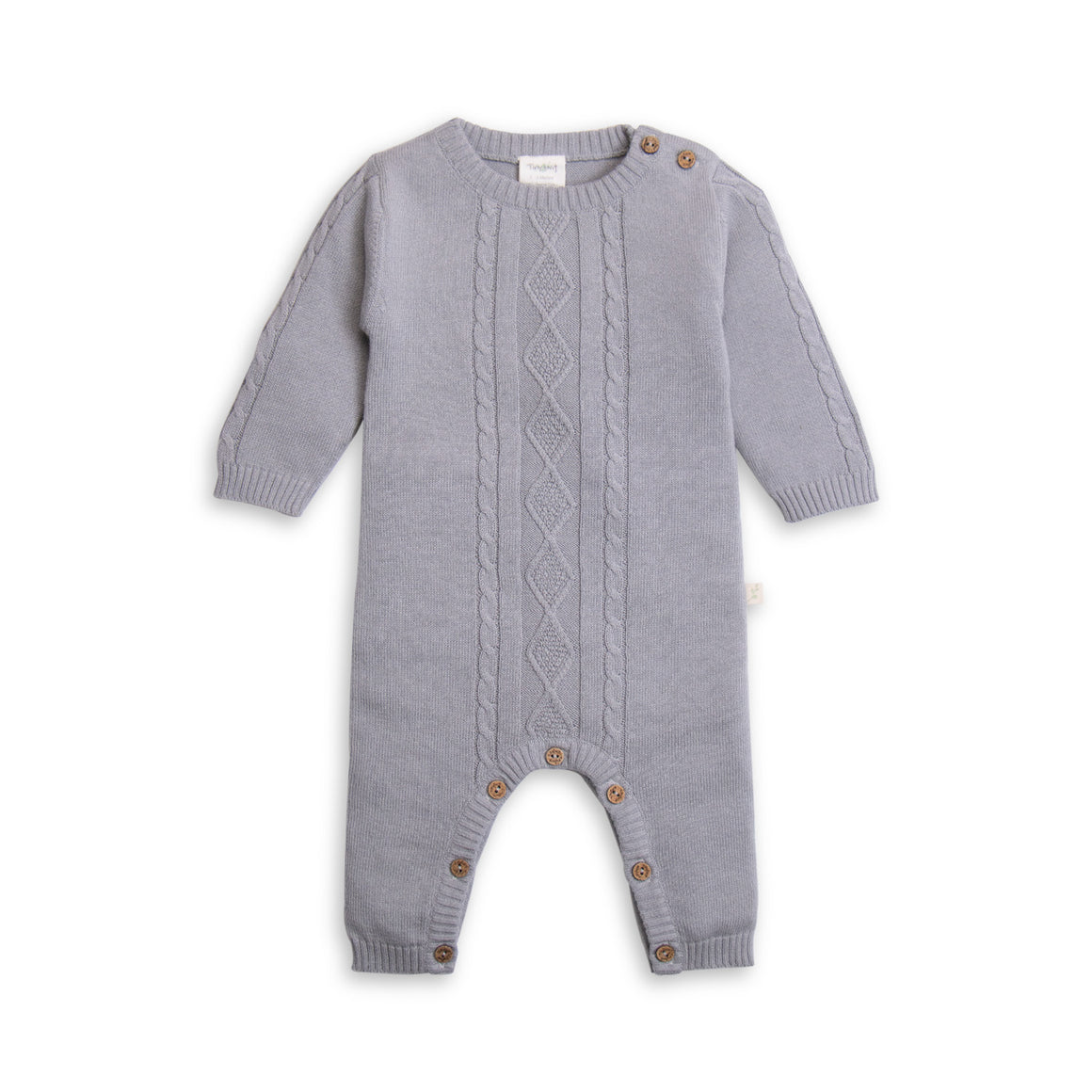 Tiny Twig Cable Knit Growsuit - Drizzle | Rompers & Playsuits | Bon Bon Tresor