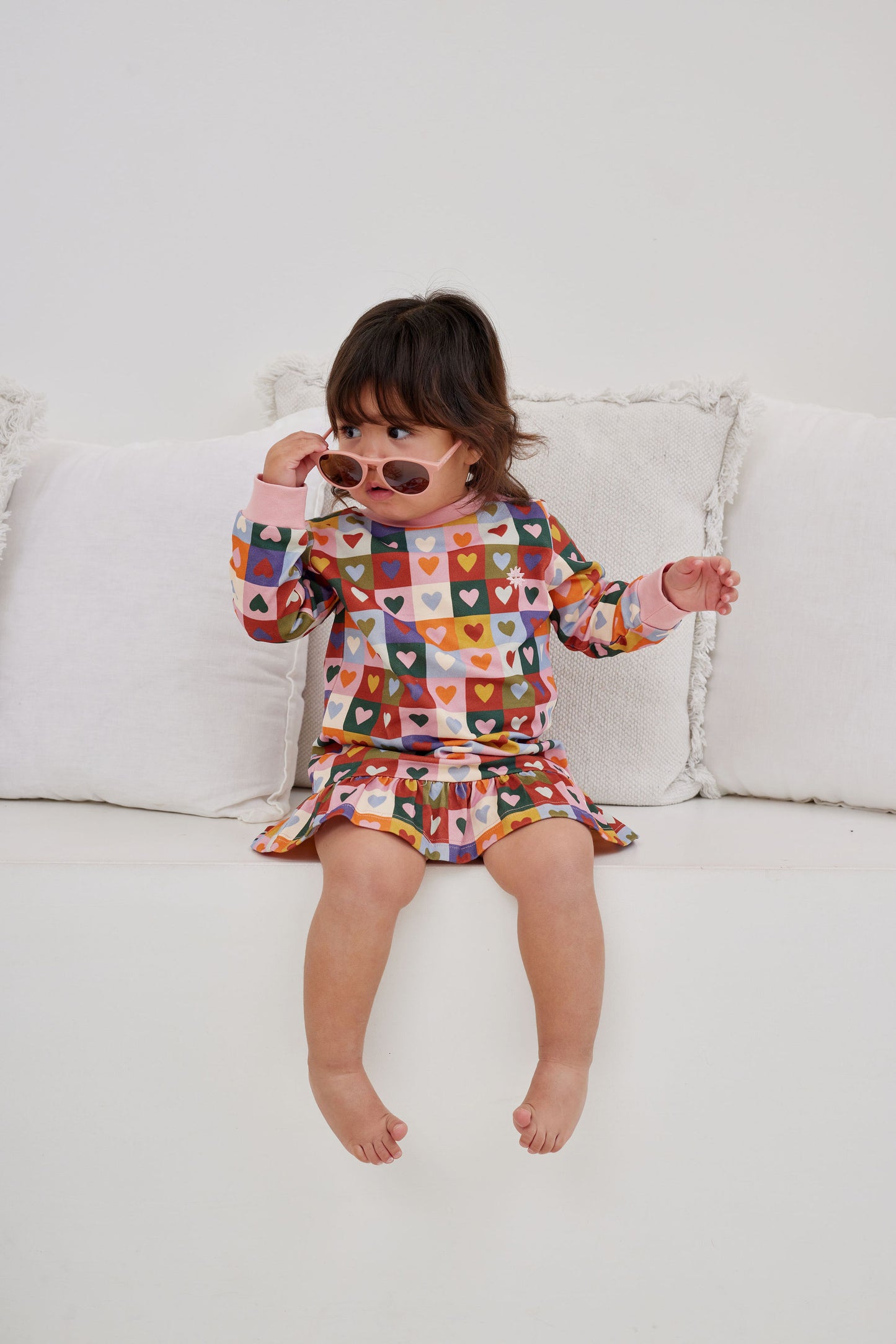 Kapow Kids Girls Heart Checkerboard Dress | Dresses | Bon Bon Tresor