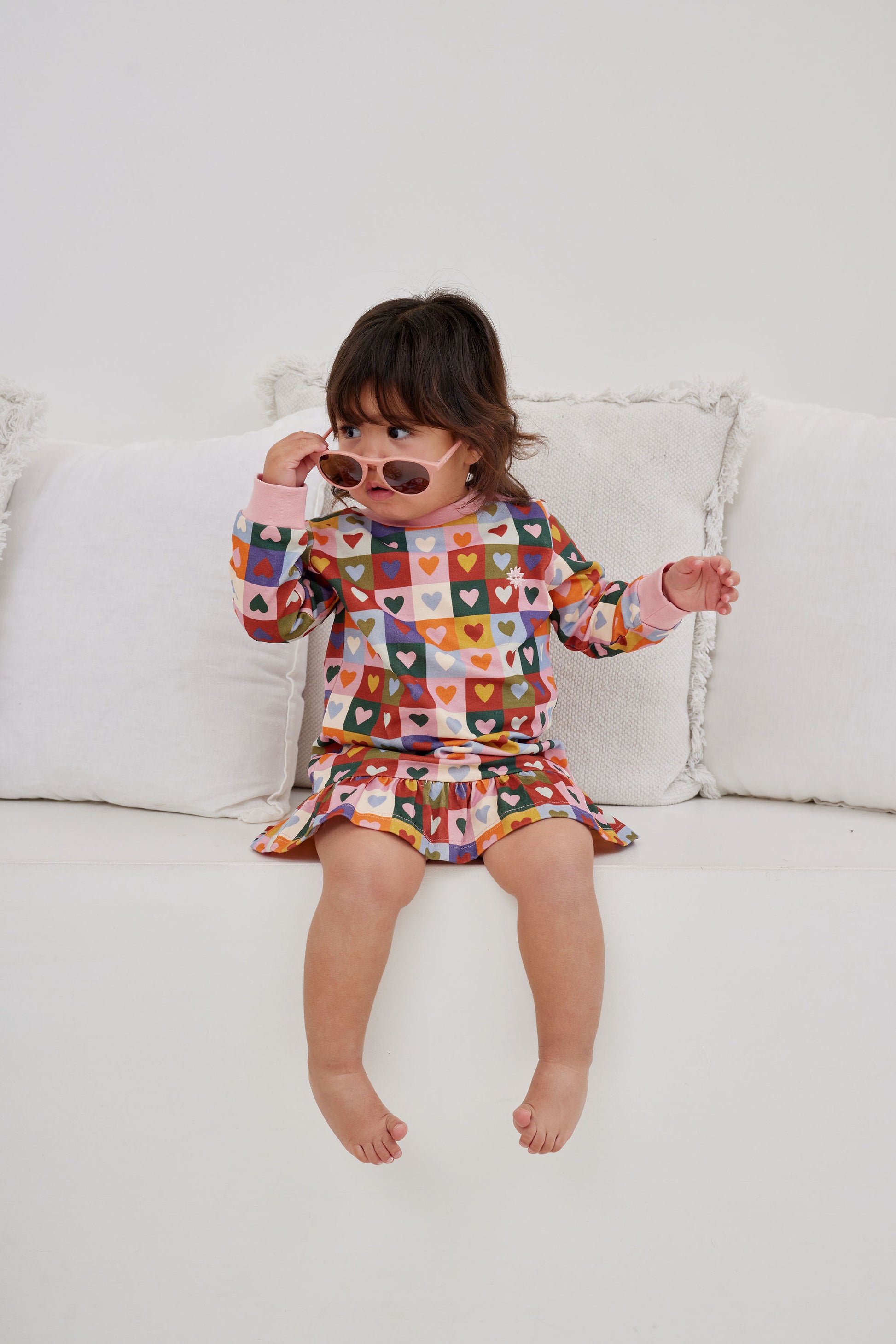 Kapow Kids Girls Heart Checkerboard Dress | Dresses | Bon Bon Tresor