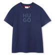 Hugo Kids Boys Short Sleeve Cotton T-Shirt - Blue | Tops & T-Shirts | Bon Bon Tresor