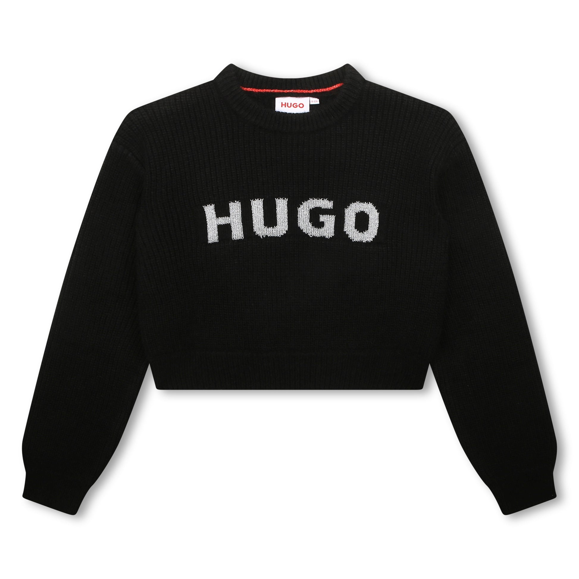 Hugo Kids Girls Cropped Sweater - Black | Sweaters & Knitwear | Bon Bon Tresor