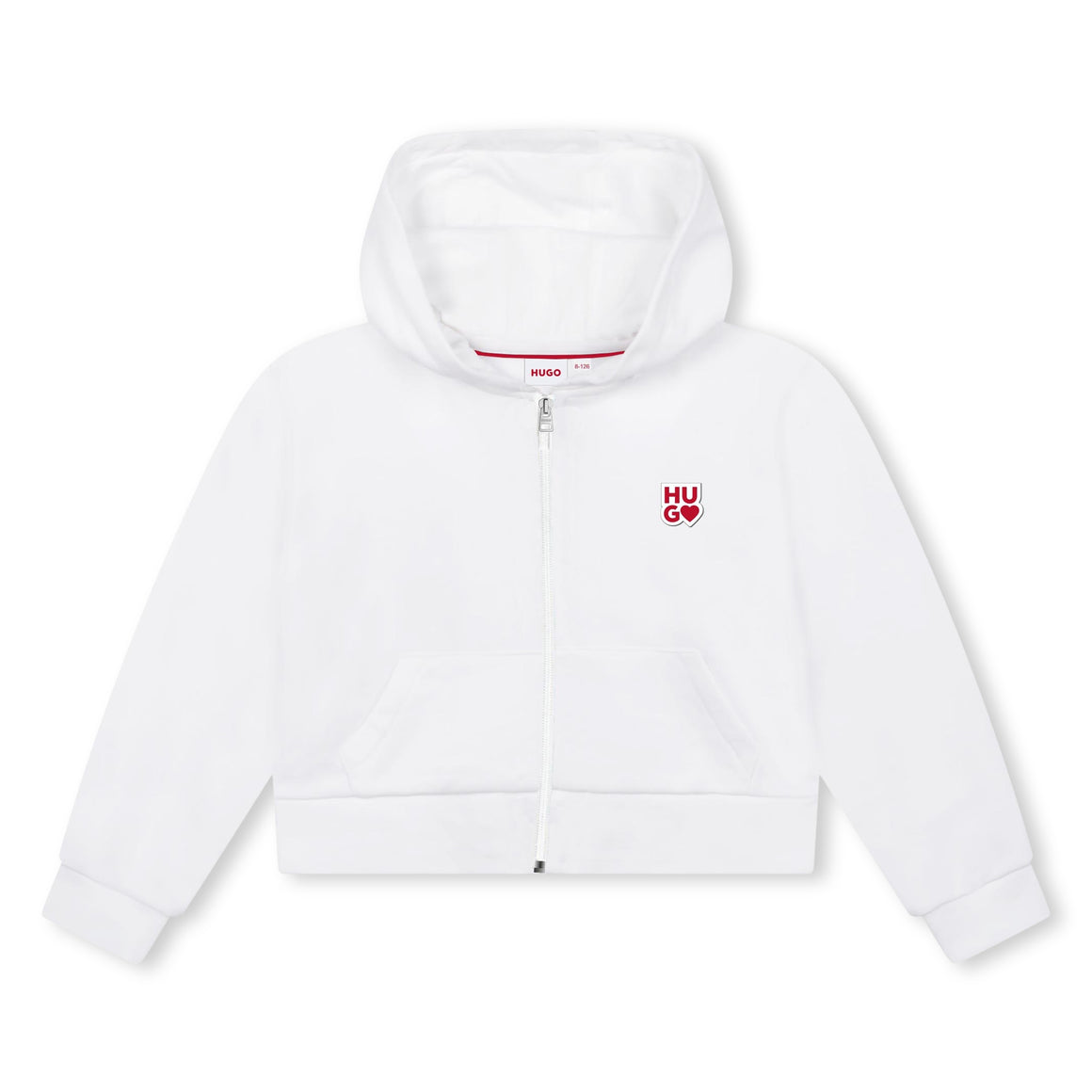 Hugo Kids Girls Hooded Track Cardigan - White | Sweaters & Knitwear | Bon Bon Tresor