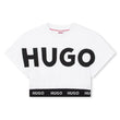 Hugo Kids Girls Short Sleeve Crop Top T-Shirt - White | Tops & T-Shirts | Bon Bon Tresor