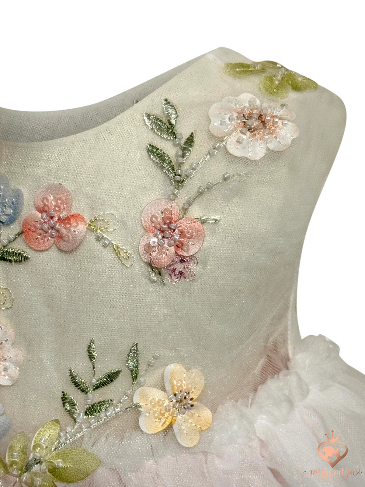 Mimi Miya Enchanted Baby Floral Applique Romper - White | Rompers & Playsuits | Bon Bon Tresor