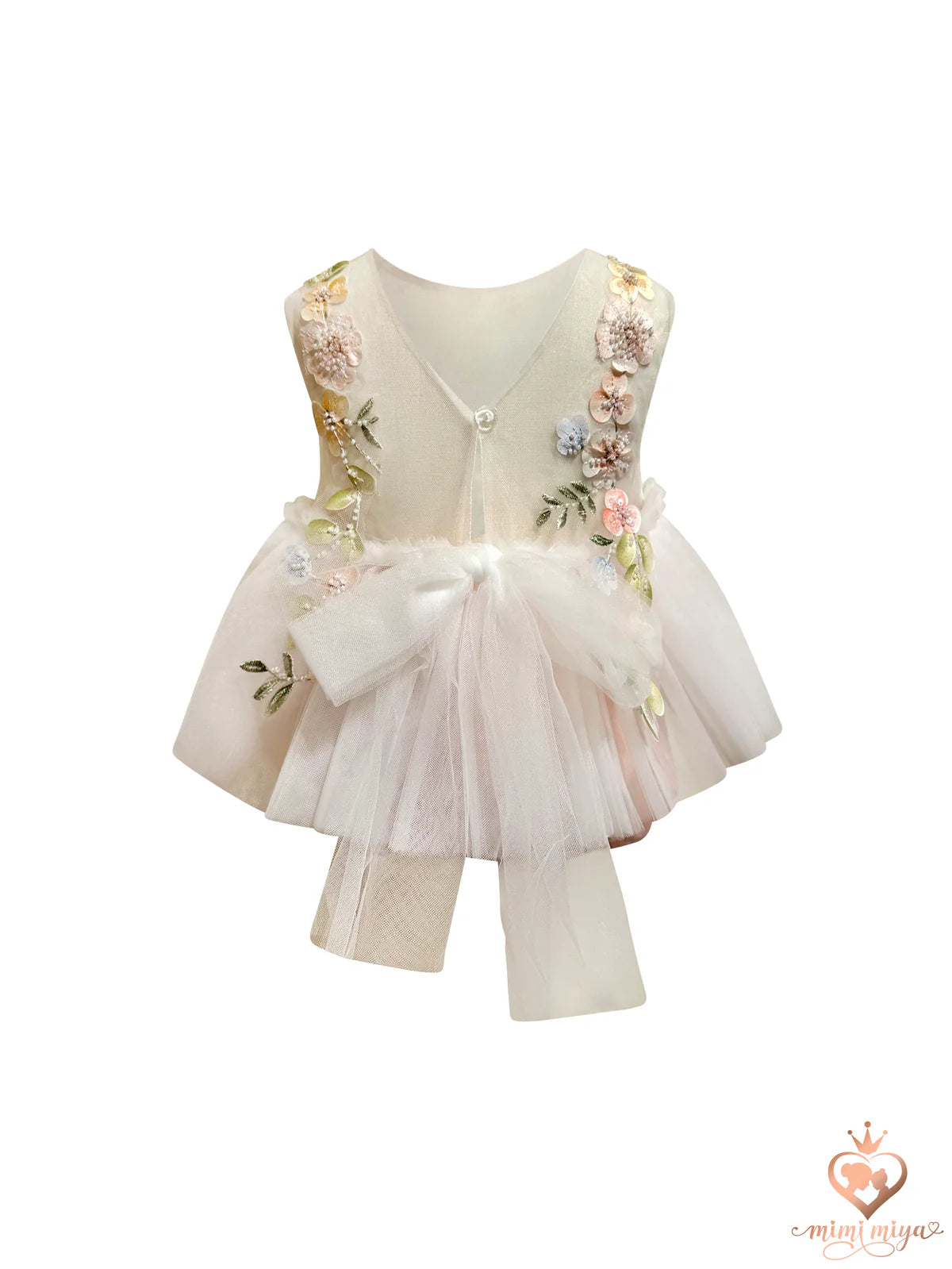 Mimi Miya Enchanted Baby Floral Applique Romper - White
