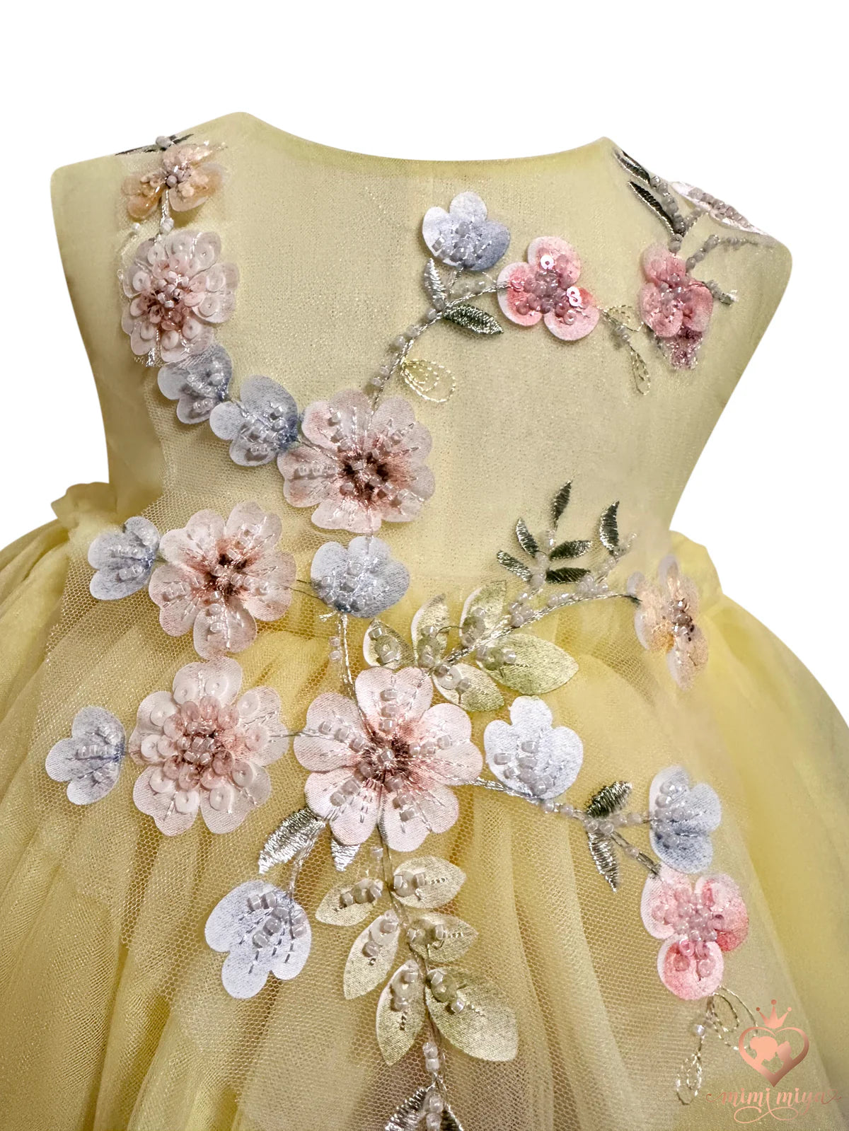 Mimi Miya Enchanted Baby Floral Applique Romper - Yellow | Rompers & Playsuits | Bon Bon Tresor