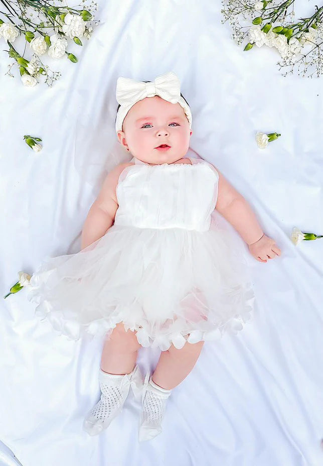 Mimi Miya Baby Girl Rose Tulle Romper Dress