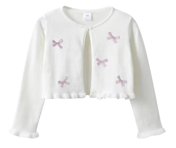 Mimi Miya Arabela Girl's Pink Bow Cardigan