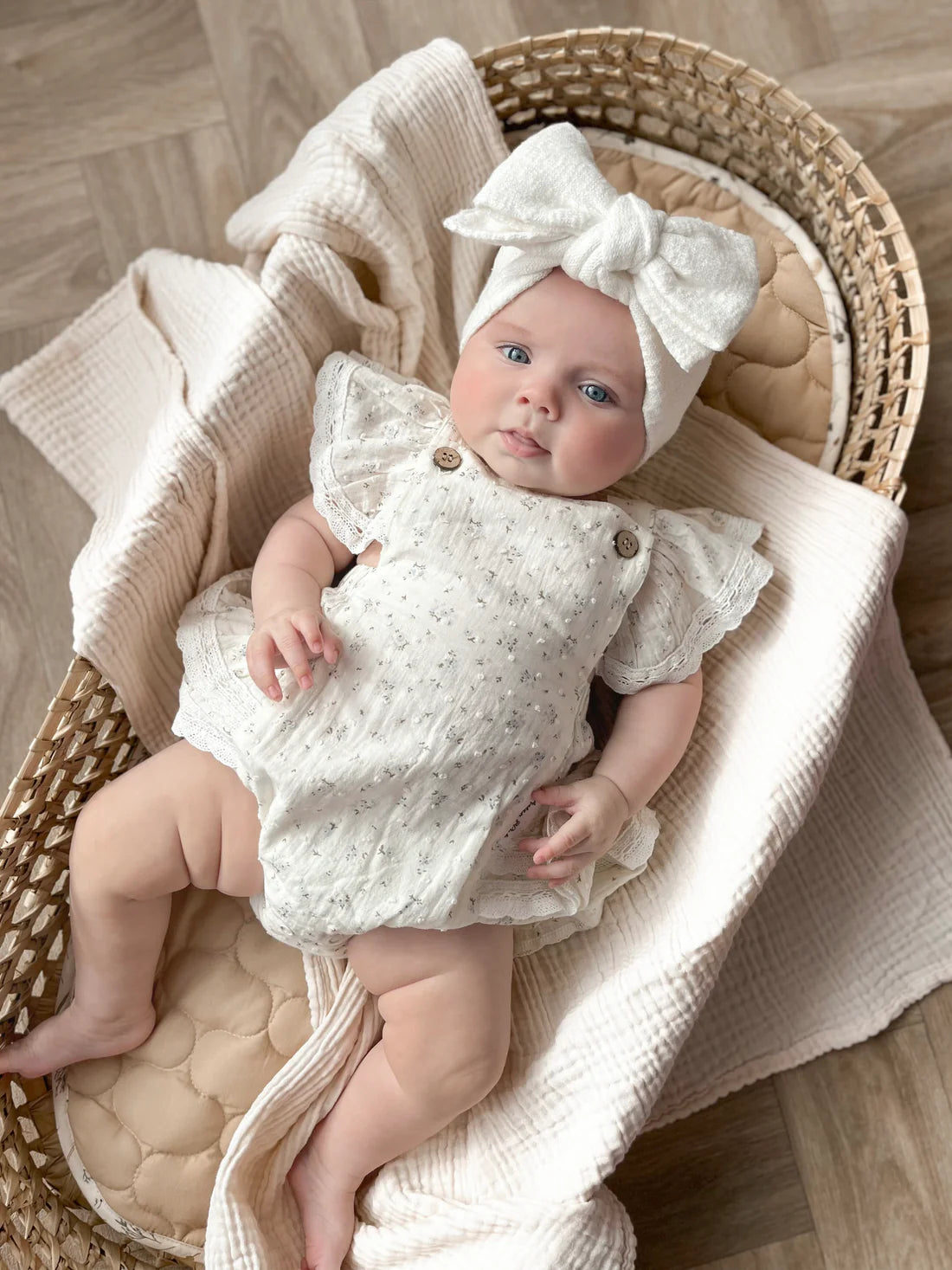 Aster and Oak Baby Girls Sofia Floral Lace Playsuit | Rompers & Playsuits | Bon Bon Tresor