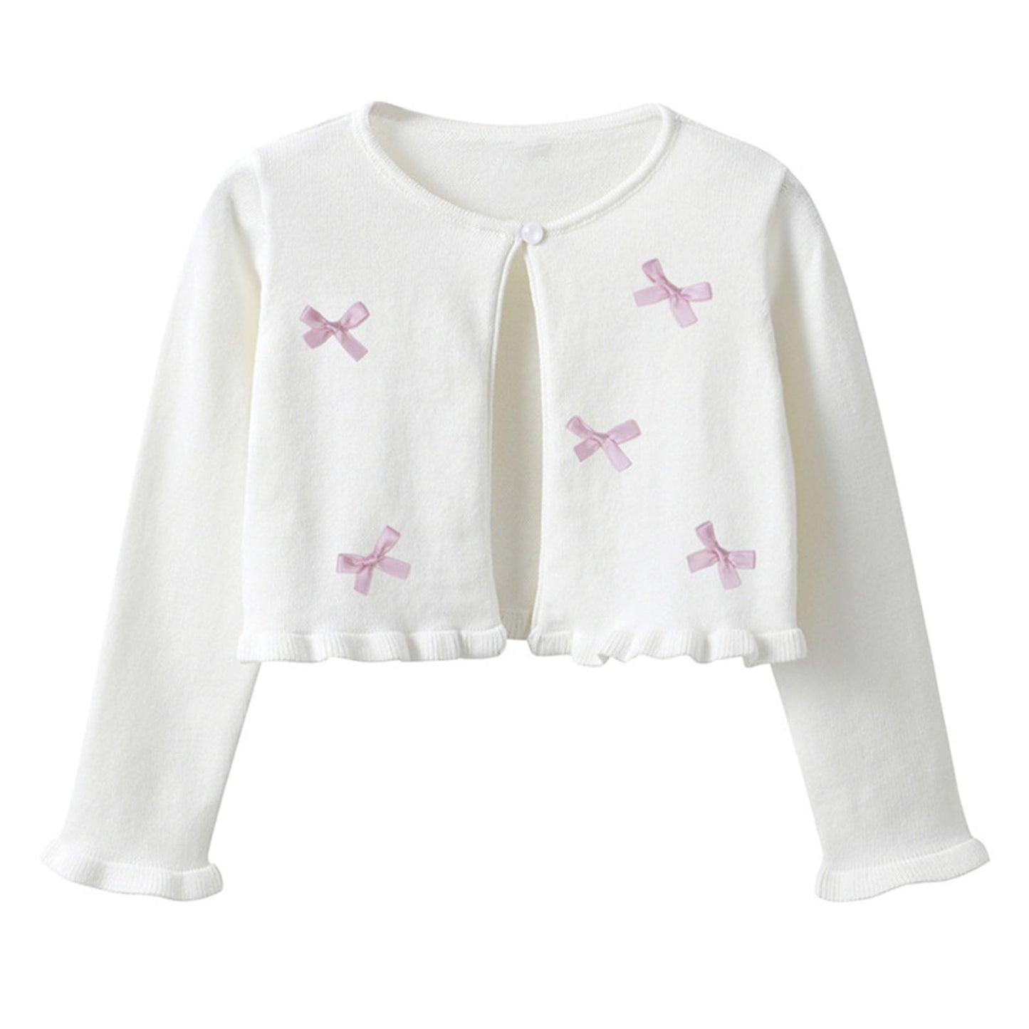 Mimi Miya Arabela Girl's Pink Bow Cardigan | Sweaters & Knitwear | Bon Bon Tresor