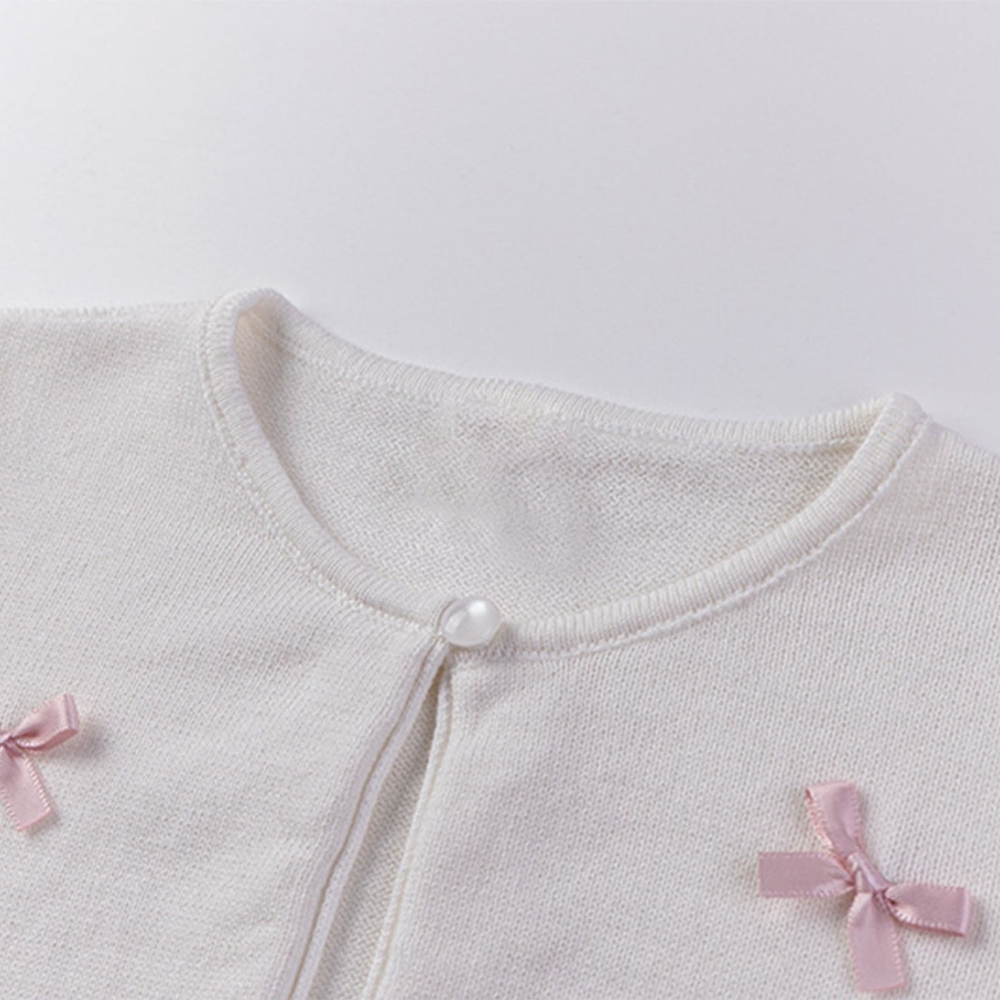 Mimi Miya Arabela Girl's Pink Bow Cardigan | Sweaters & Knitwear | Bon Bon Tresor