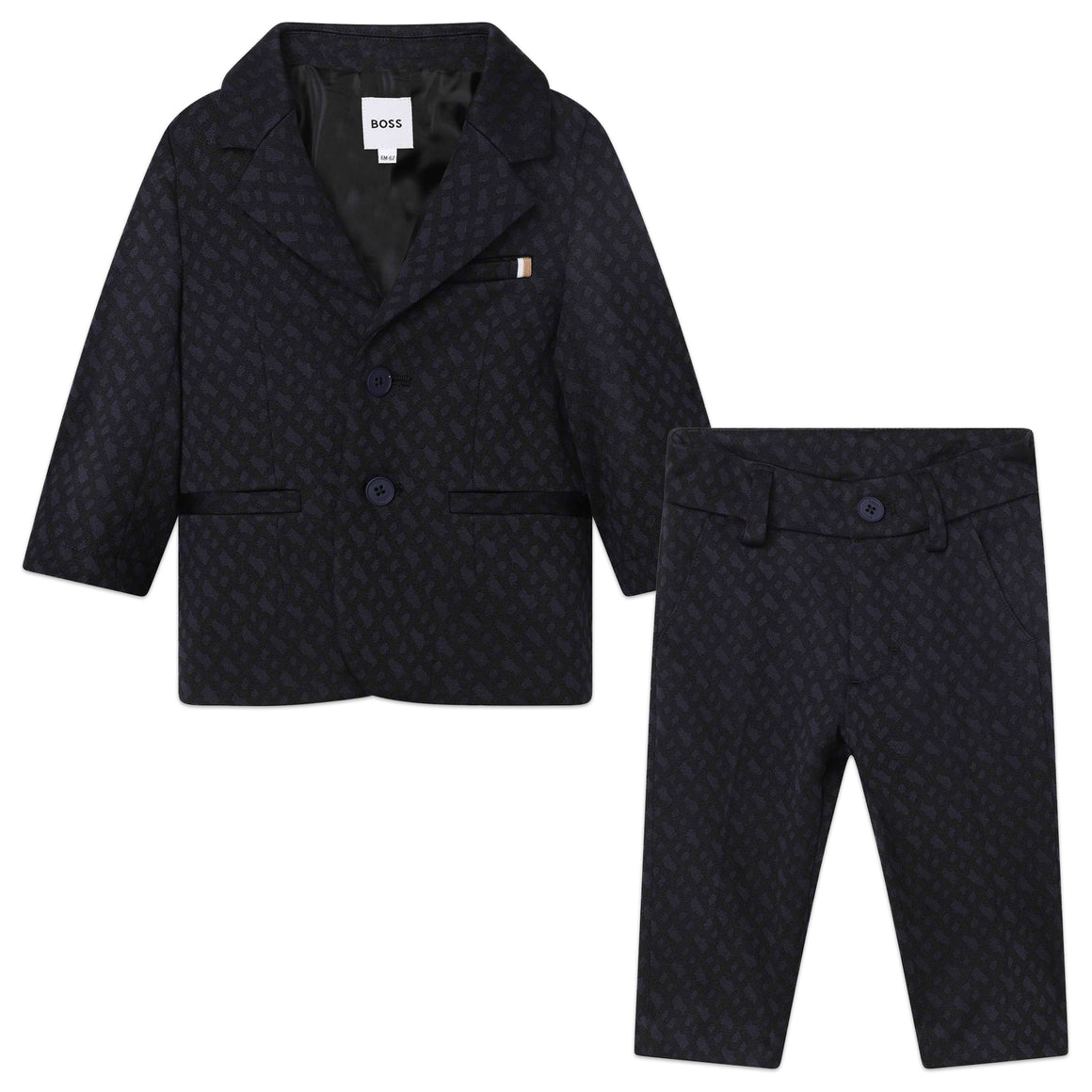 BOSS KIDSWEAR Infant Electric Blue Monogram Jacket and Trousers Set | Suits & Sets | Bon Bon Tresor