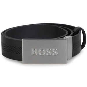 BOSS KIDSWEAR Black Leather Logo Belt | Ties & Belts | Bon Bon Tresor