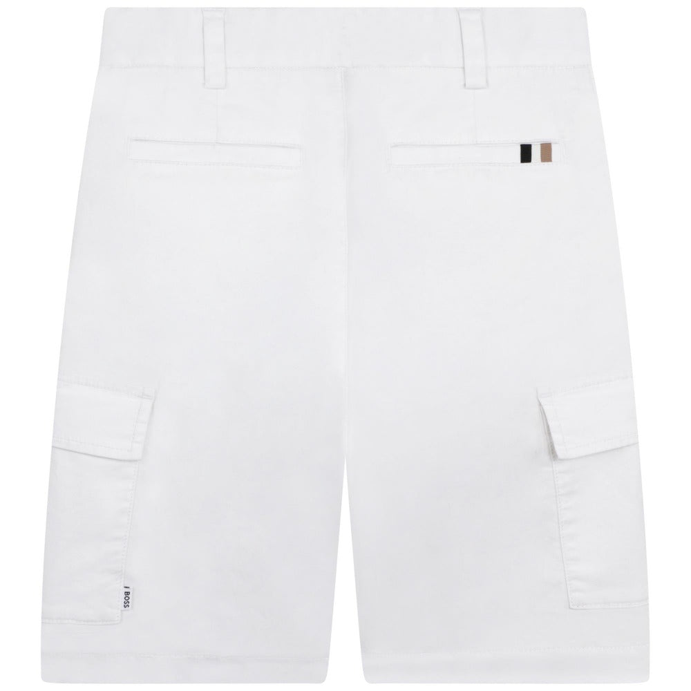 BOSS KIDSWEAR White Bermuda Shorts