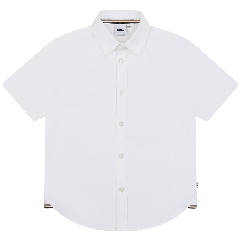 BOSS KIDSWEAR White Oxford Short Sleeve Shirt | Suits & Sets | Bon Bon Tresor