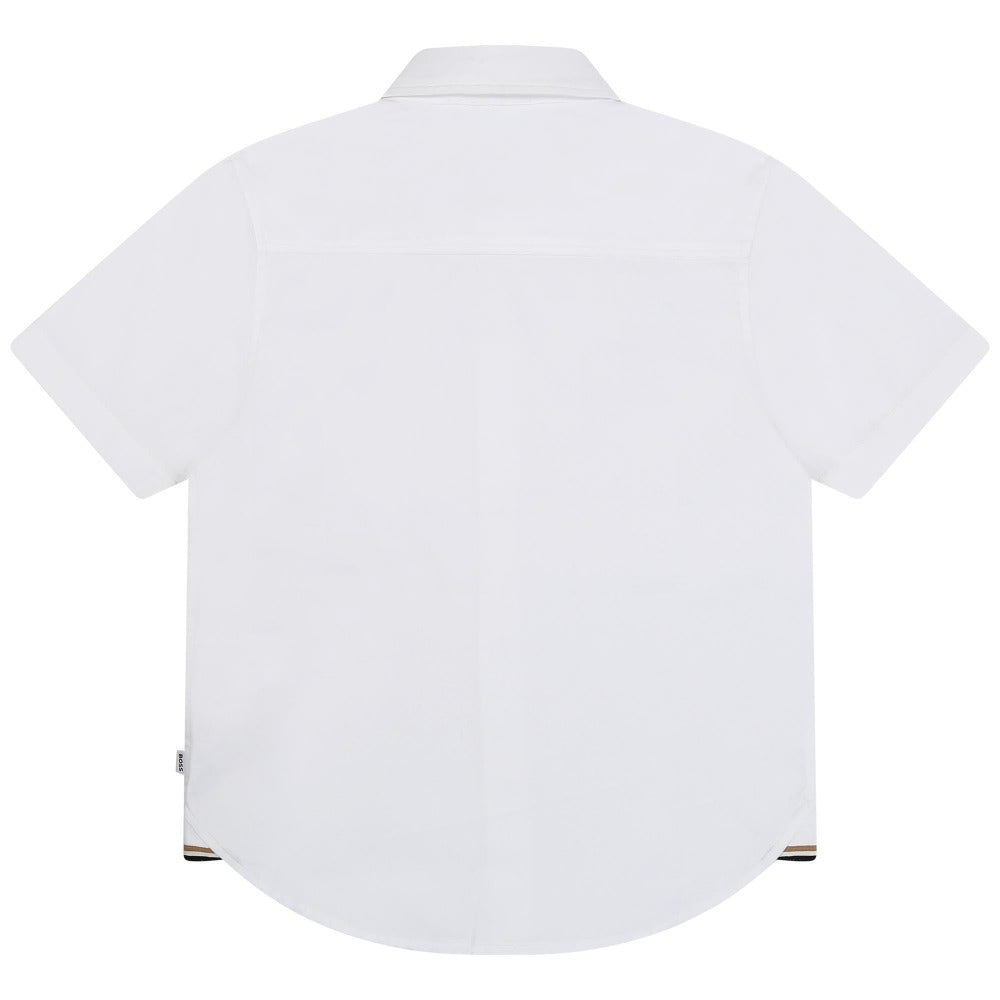 BOSS KIDSWEAR Boys White Oxford Short Sleeve Shirt | Suits & Sets | Bon Bon Tresor