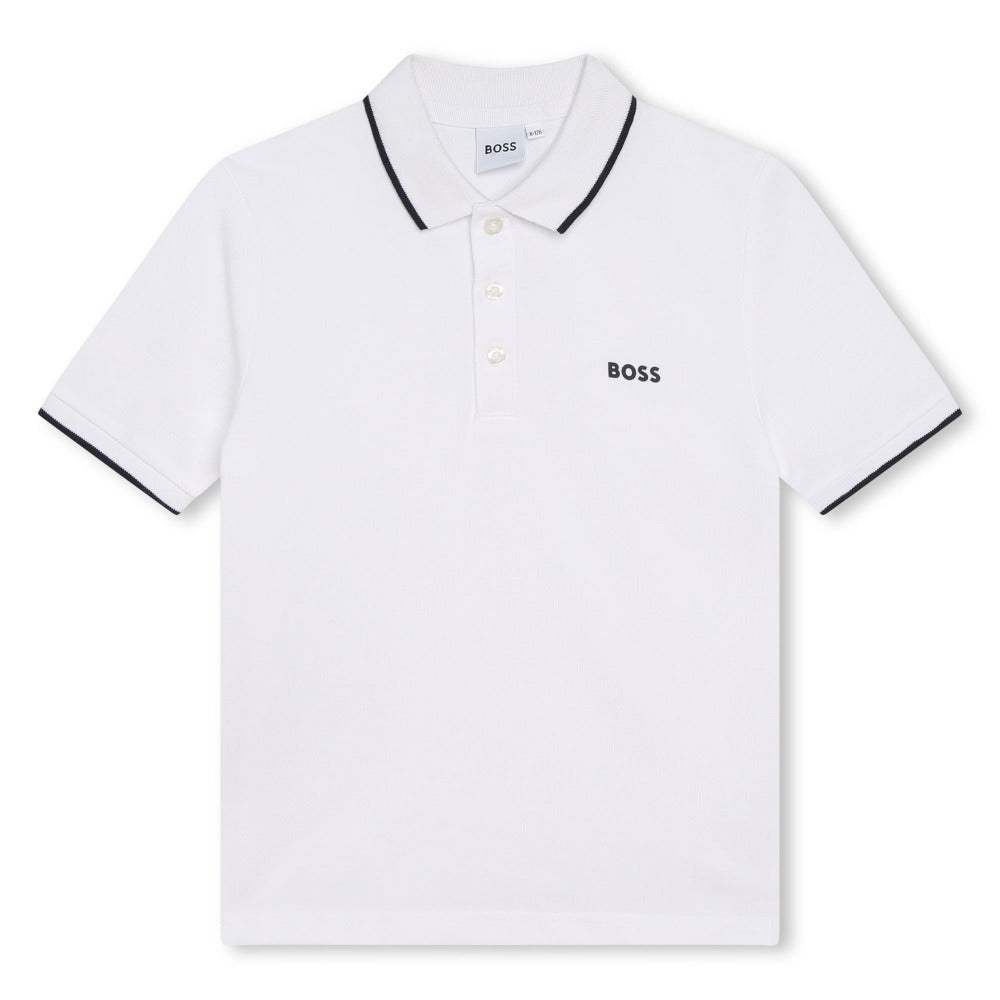 BOSS KIDSWEAR White Short Sleeve Polo | Tops & T-Shirts | Bon Bon Tresor