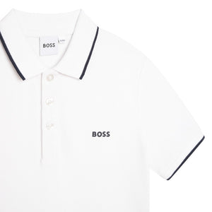 BOSS KIDSWEAR White Short Sleeve Polo | Tops & T-Shirts | Bon Bon Tresor