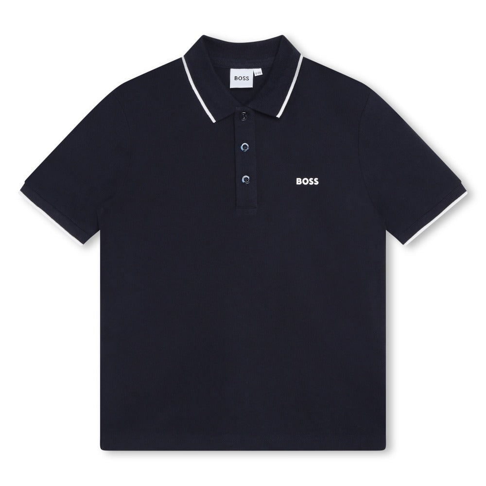 BOSS KIDSWEAR Navy Short Sleeve Polo | Tops & T-Shirts | Bon Bon Tresor