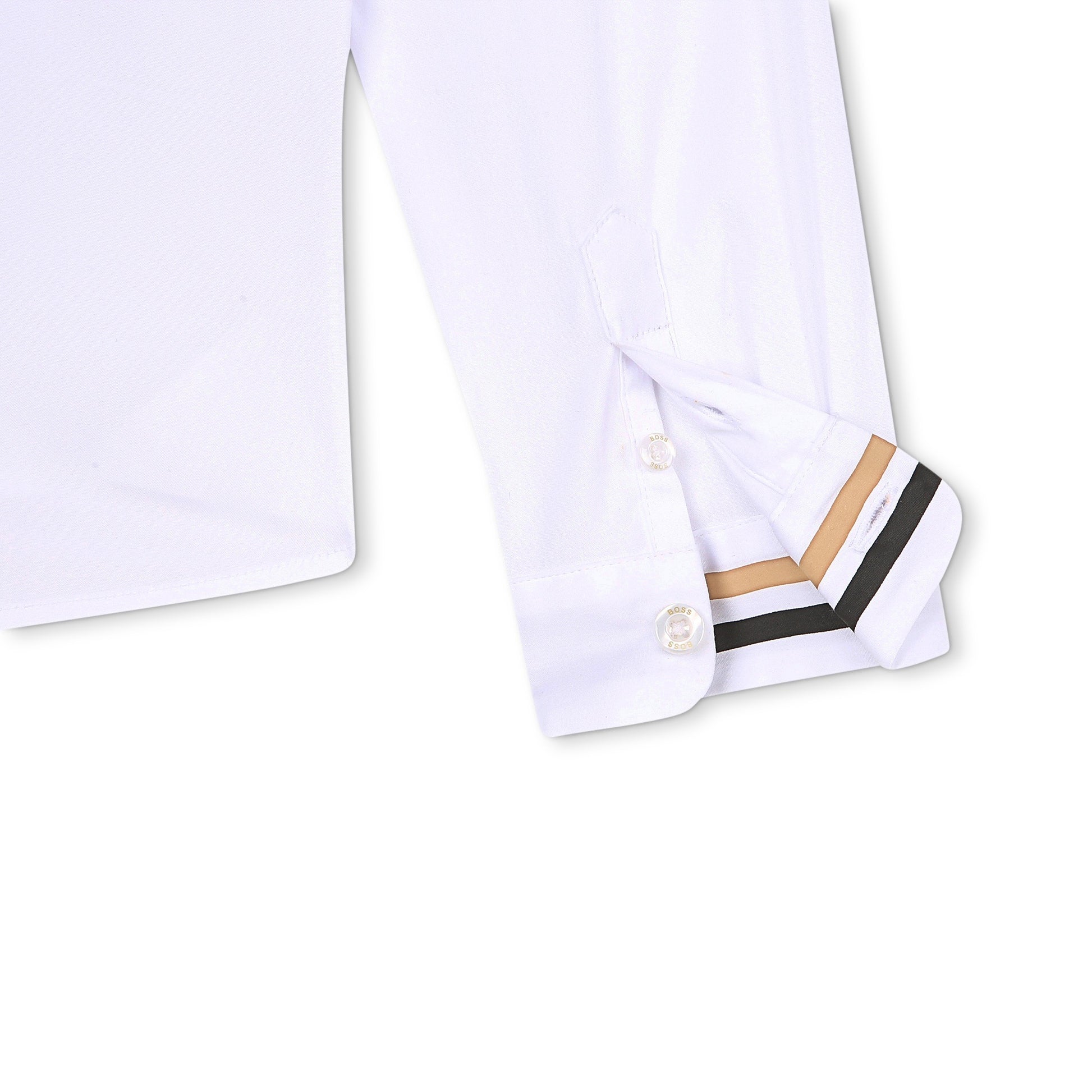BOSS KIDSWEAR Boys White Oxford Long Sleeve Shirt - Signature Stripe | Suits & Sets | Bon Bon Tresor