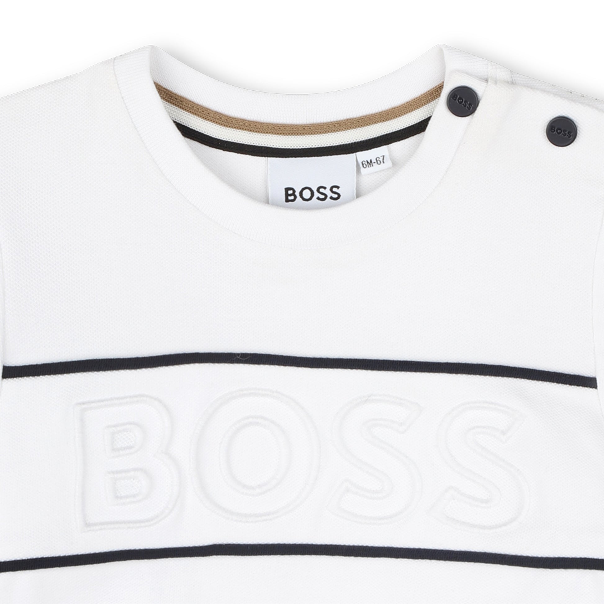 BOSS KIDSWEAR Baby Boys White Short Sleeve Tee Shirt | Tops | Bon Bon Tresor