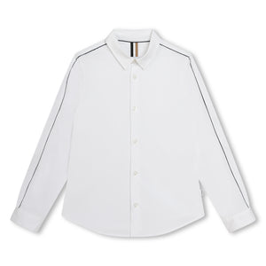 BOSS KIDSWEAR White Oxford Long Sleeve Shirt - Navy Piping | Suits & Sets | Bon Bon Tresor