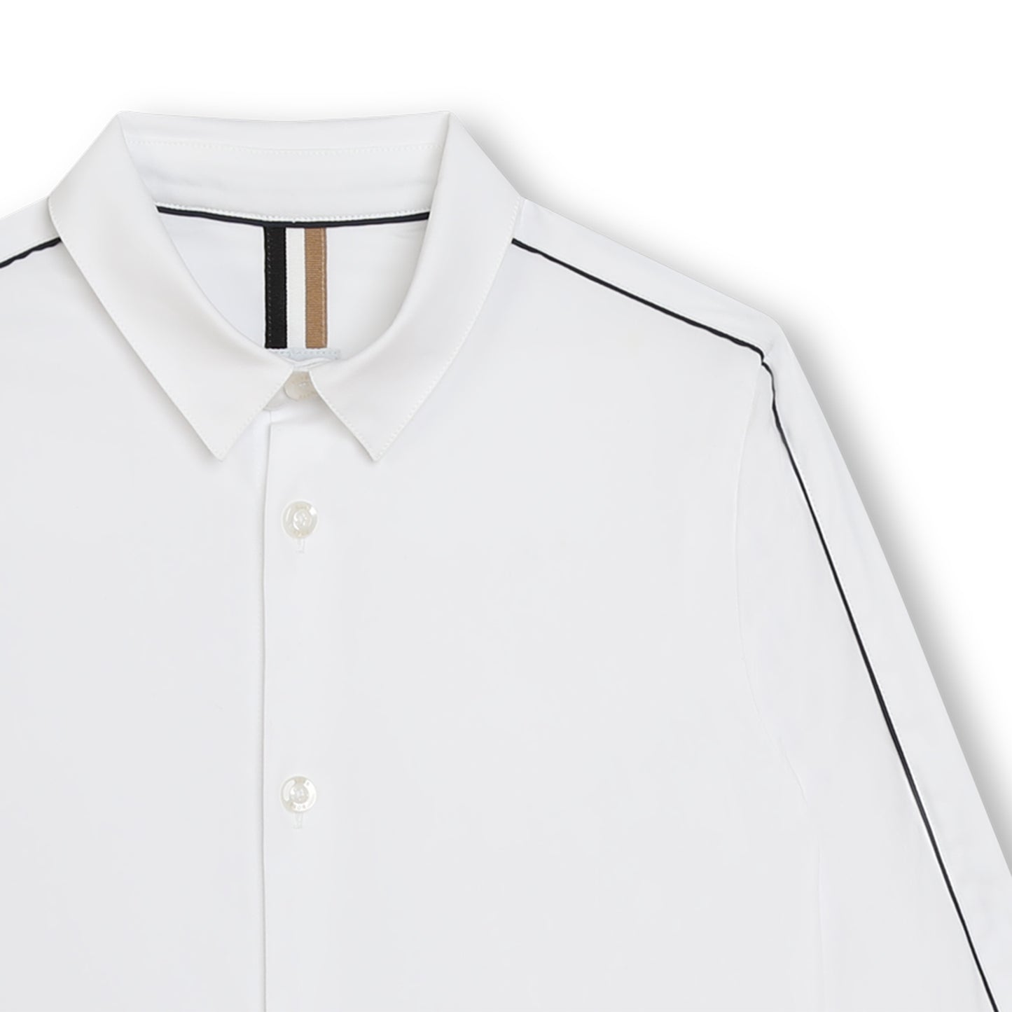 BOSS KIDSWEAR Boys White Oxford Long Sleeve Shirt - Navy Piping | Suits & Sets | Bon Bon Tresor