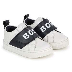 BOSS KIDSWEAR White with Navy Trainers | Sneakers | Bon Bon Tresor